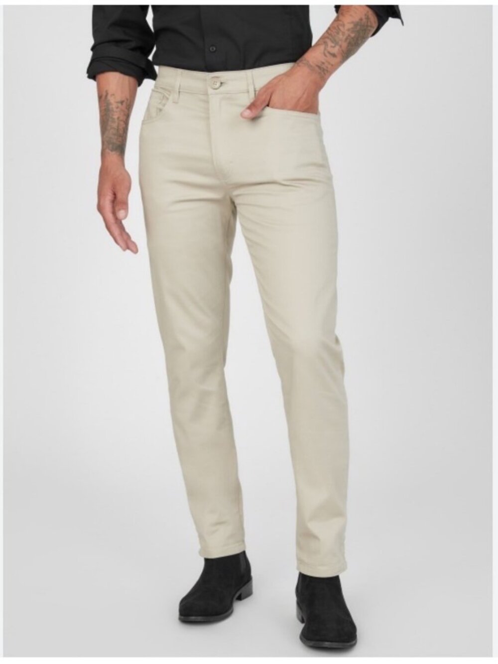Guess Men’s Ledger Sateen Pants Slim Straight Beige Size 32